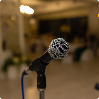 Wireless microphone setup included in AV rental near me